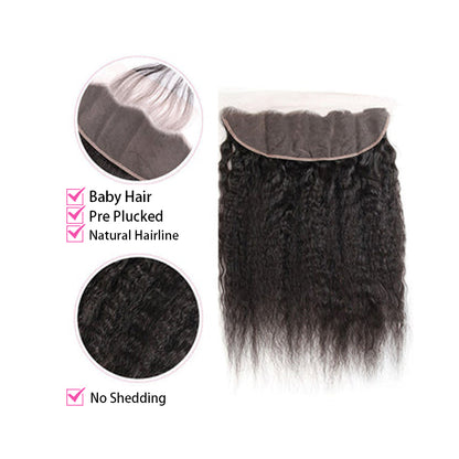 VIYA Kinky Straight 1 Pcs HD Lace Frontal Natural Black Human Hair