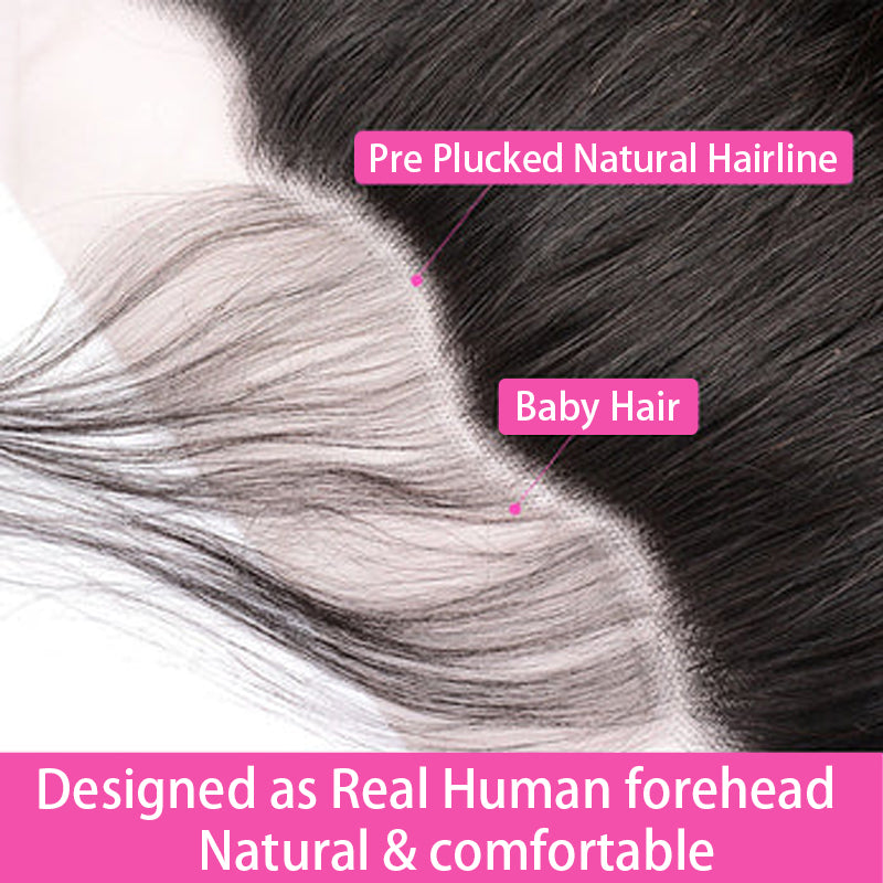 VIYA Kinky Straight 1 Pcs 13x4 Lace Frontal Natural Black Human Hair