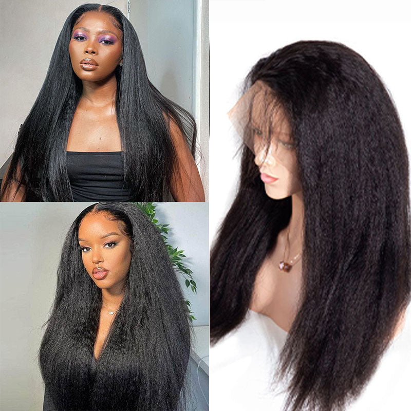 VIYA Kinky Straight 13x6 Lace Front Wig Natural Black Human Hair Wig