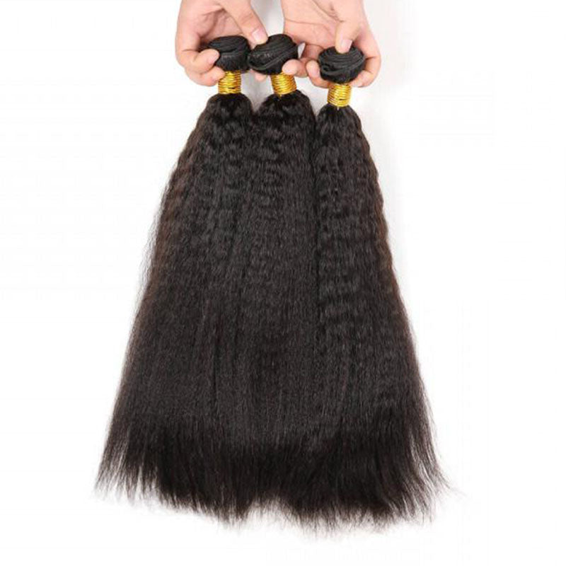 VIYA Kinky Straight 14-30 Inch 3 Pcs Bundles Natural Black Human Hair