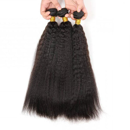 VIYA Kinky Straight 14-30 Inch 3 Pcs Bundles Natural Black Human Hair