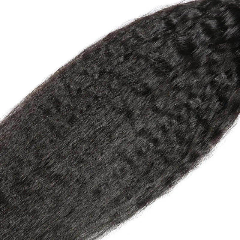 VIYA Kinky Straight 4 Bundles Hair Weft With 5x5 HD Lace Closure Natural Black