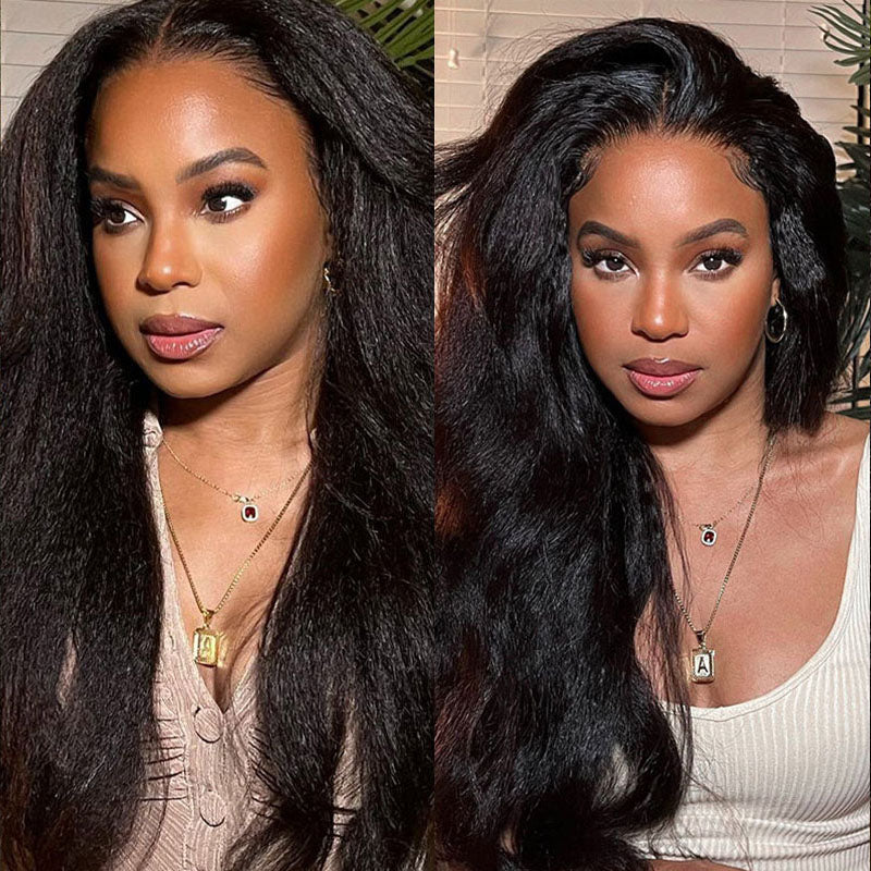 VIYA Kinky Straight 4x4 Lace Closure Wig Natural Black Human Hair Wig