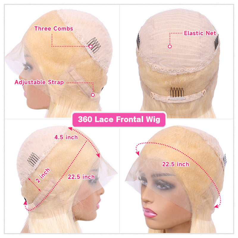 VIYA 360 Lace Frontal 613 Blonde Loose Body Wave/Straight Human Hair Wigs