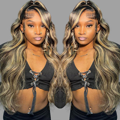 VIYA Full Size™ Glueless 13x6 HD Lace Balayage Highlight Loose Body Wave Pre Bleached Knots Wig
