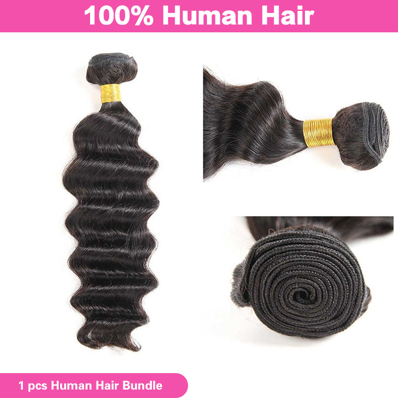 VIYA Loose Deep Wave 1 Pcs Bundle Natural Black Human Virgin Hair