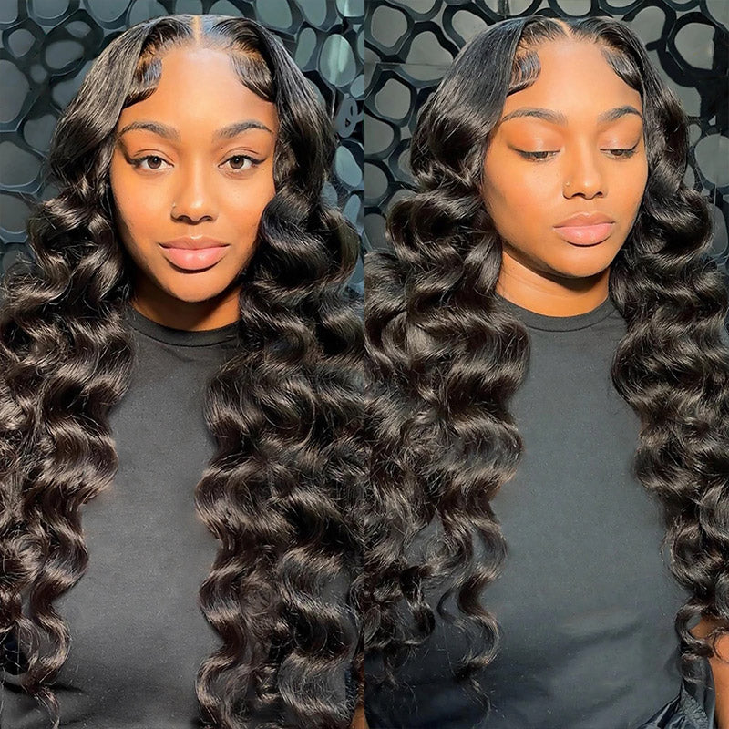 VIYA Full Size™ Glueless 13x4/13x6 HD Lace Loose Deep Wave Human Hair Pre Bleached Knots Wig