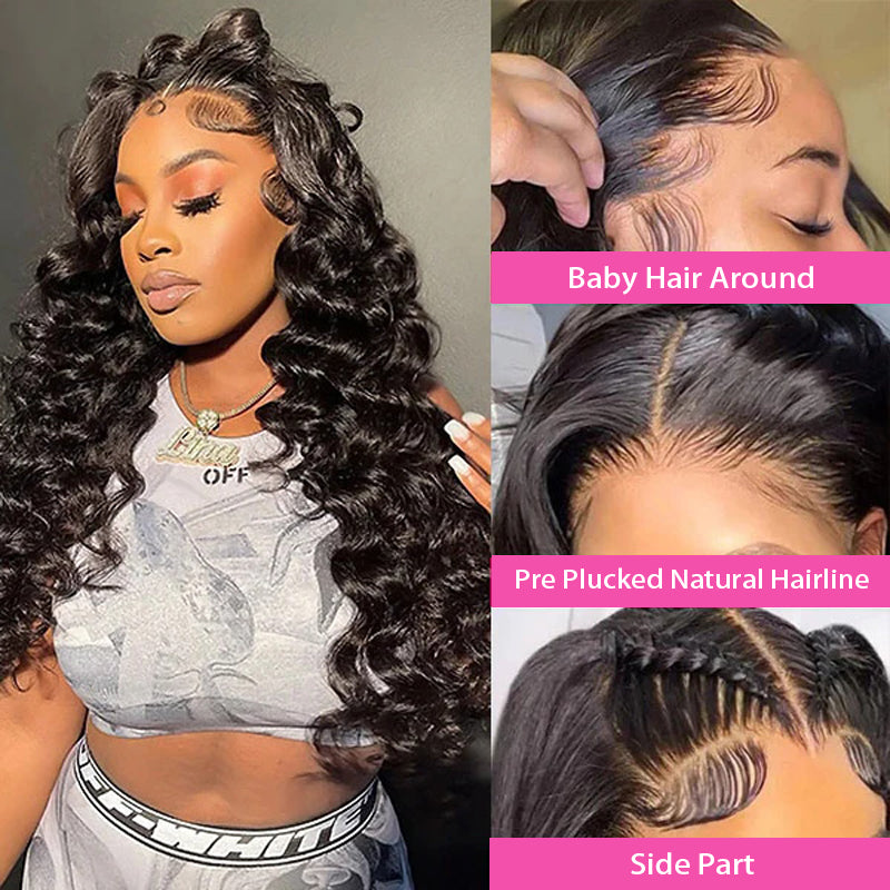 VIYA Full Size™ Glueless 13x4/13x6 HD Lace Loose Deep Wave Human Hair Pre Bleached Knots Wig
