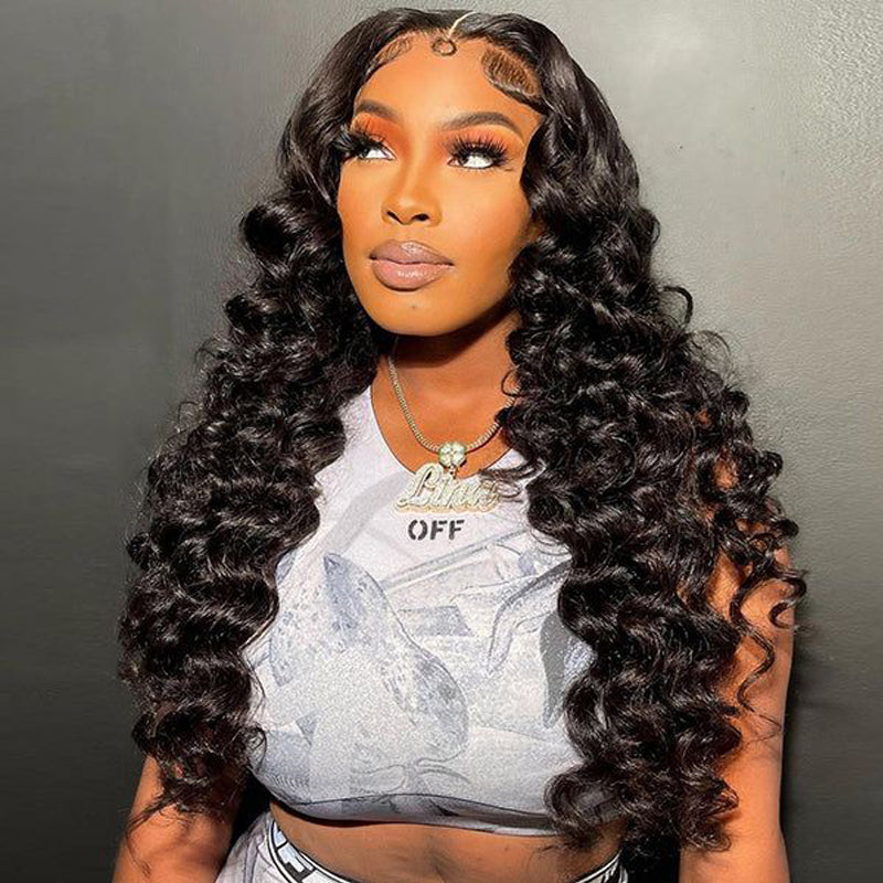 VIYA Full Size™ Glueless 13x4/13x6 HD Lace Loose Deep Wave Human Hair Pre Bleached Knots Wig