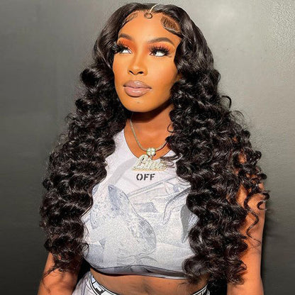 VIYA Full Size™ Glueless 13x4/13x6 HD Lace Loose Deep Wave Human Hair Pre Bleached Knots Wig
