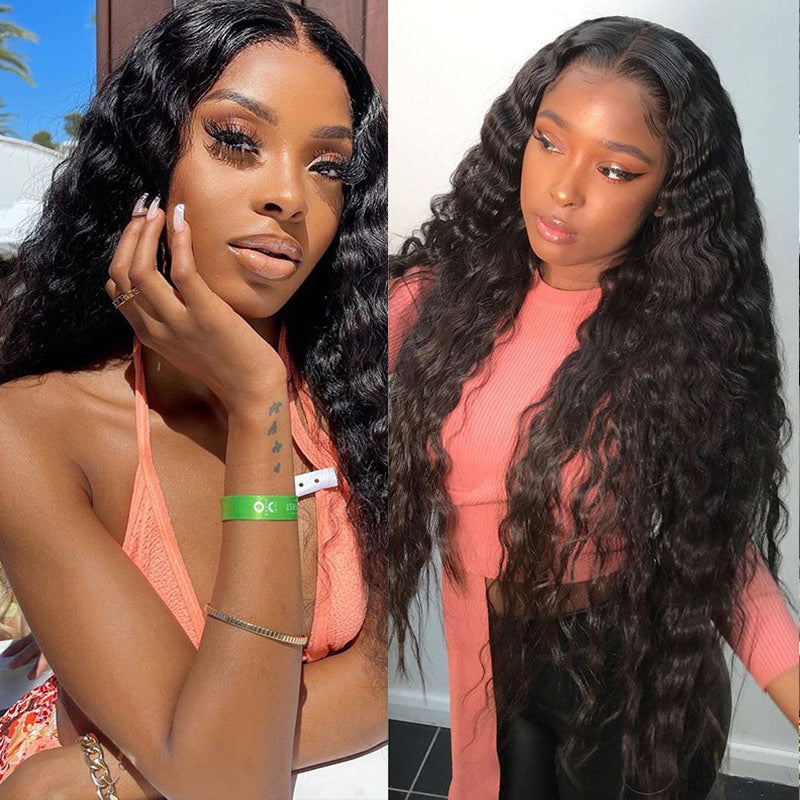 VIYA Loose Deep Wave 13x4 Lace Frontal Wig Natural Black Human Hair Wig