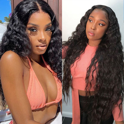 VIYA Loose Deep Wave 13x4 Lace Frontal Wig Natural Black Human Hair Wig