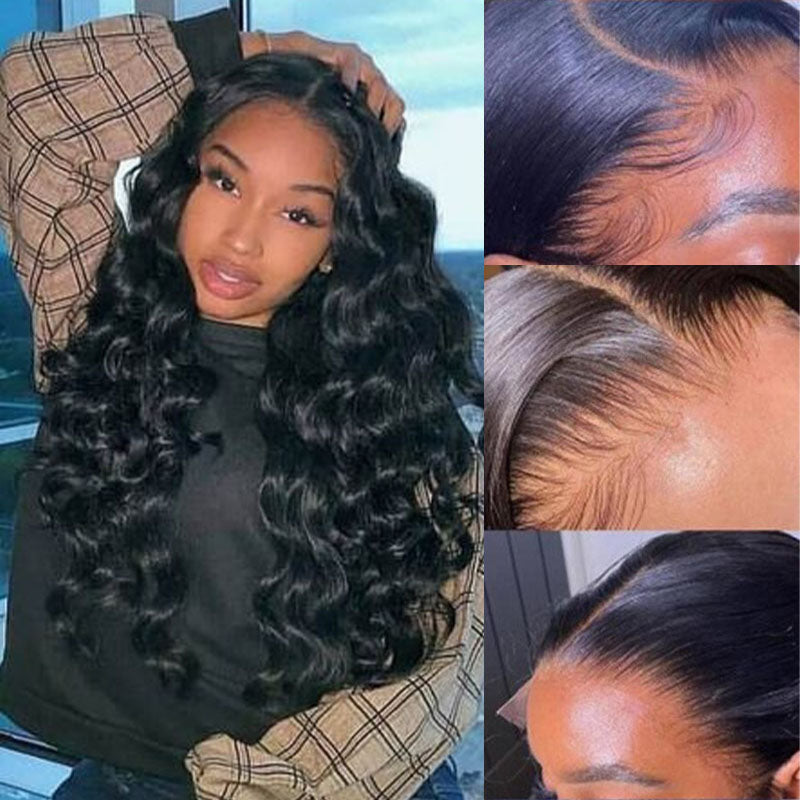 VIYA Loose Deep Wave 13x4 Lace Frontal Wig Natural Black Human Hair Wig