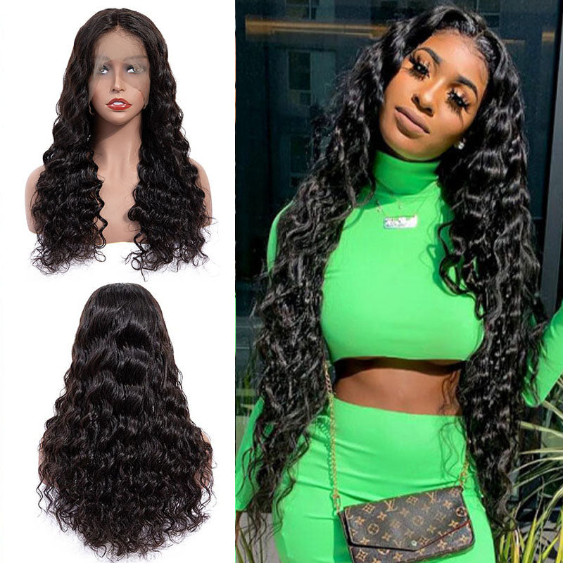 VIYA Loose Deep Wave 13x6 Lace Frontal Wig Natural Black Human Hair Wig