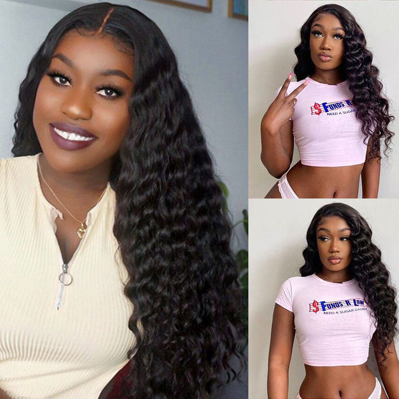 VIYA Loose Deep Wave 13x6 Lace Frontal Wig Natural Black Human Hair Wig