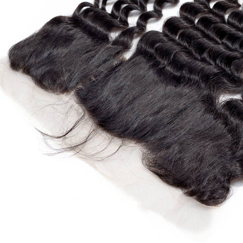 VIYA Loose Deep Wave 3 Pcs Bundles Hair Weft With 13x4 Lace Frontal Natural Black Human Virgin Hair
