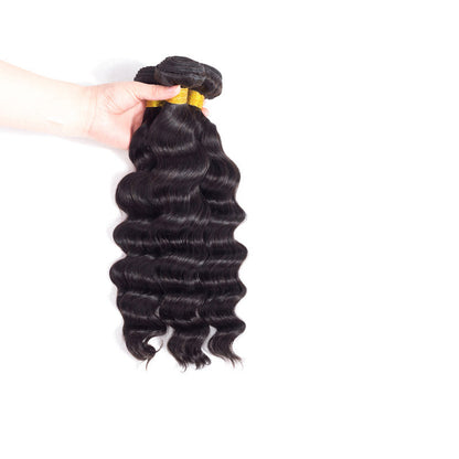 VIYA Loose Deep Wave 3 Pcs Bundles Hair Weft With 5x5 HD Lace Closure Natural Black Human Virgin Hair