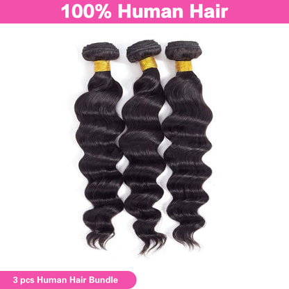 VIYA Loose Deep Wave 3 Pcs Bundles Natural Black Human Virgin Hair