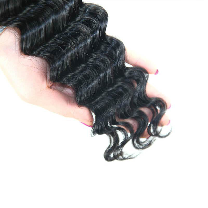 VIYA Loose Deep Wave 4 Pcs Bundles Hair Weft With 4x4 Lace Closure Natural Black Human Virgin Hair
