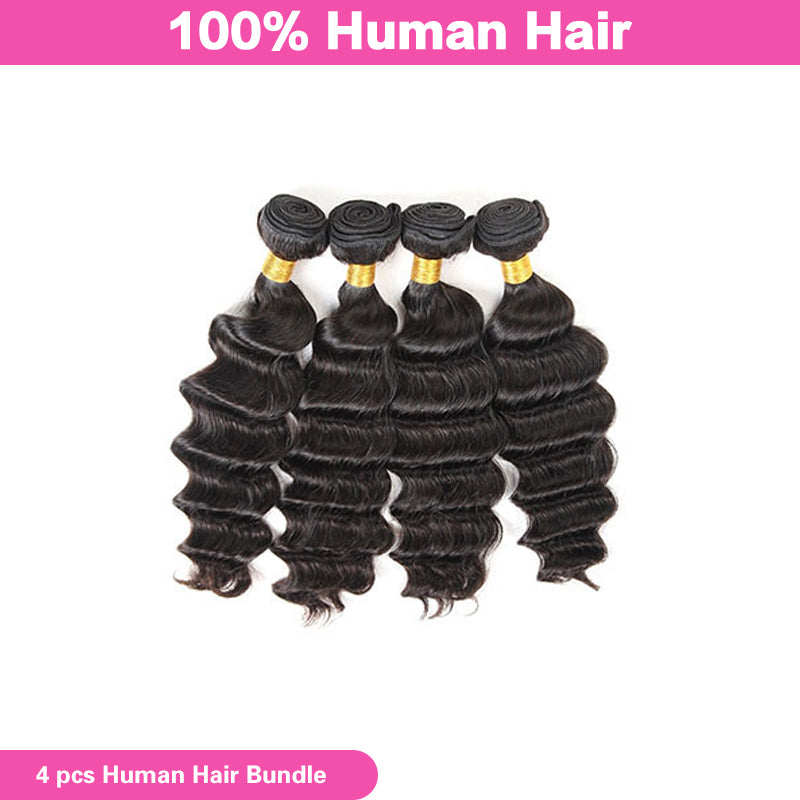 VIYA Loose Deep Wave 4 Pcs Bundles Hair Weft Natural Black Human Virgin Hair