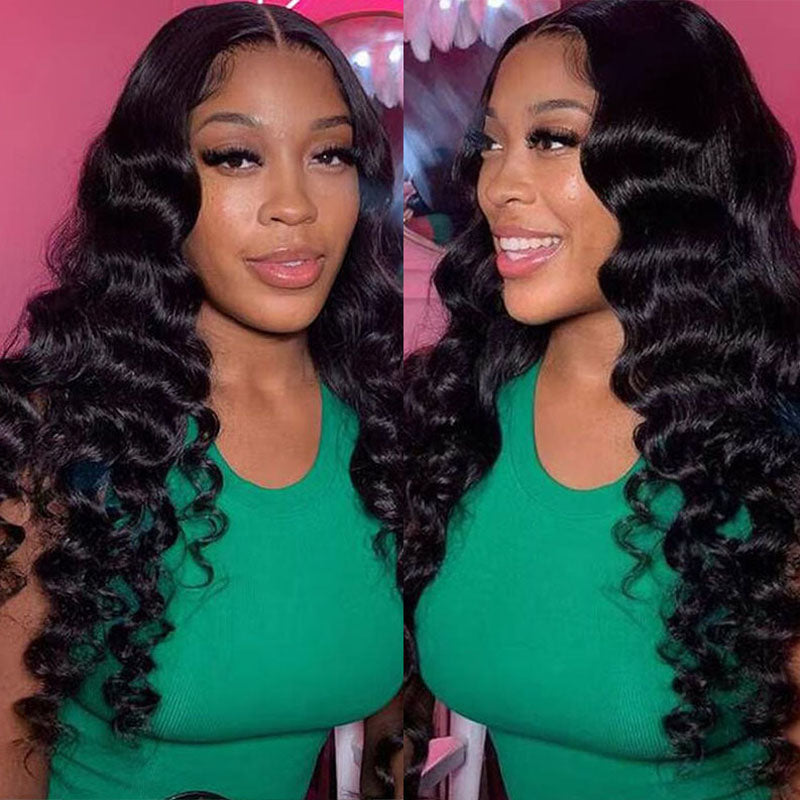 VIYA Loose Deep Wave 5x5 Lace Closure Wig Natural Black Human Hair Wig
