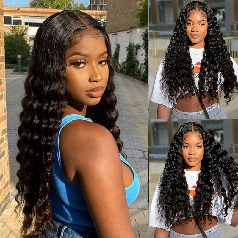 VIYA Loose Deep Wave 5x5 Lace Closure Wig Natural Black Human Hair Wig