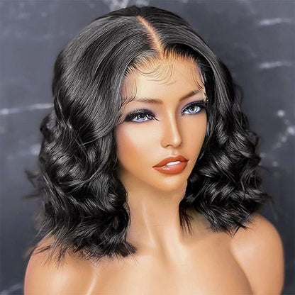 VIYA Loose Deep Wave Lace Bob Wig 10-16 Inch Natural Black Human Hair Wig