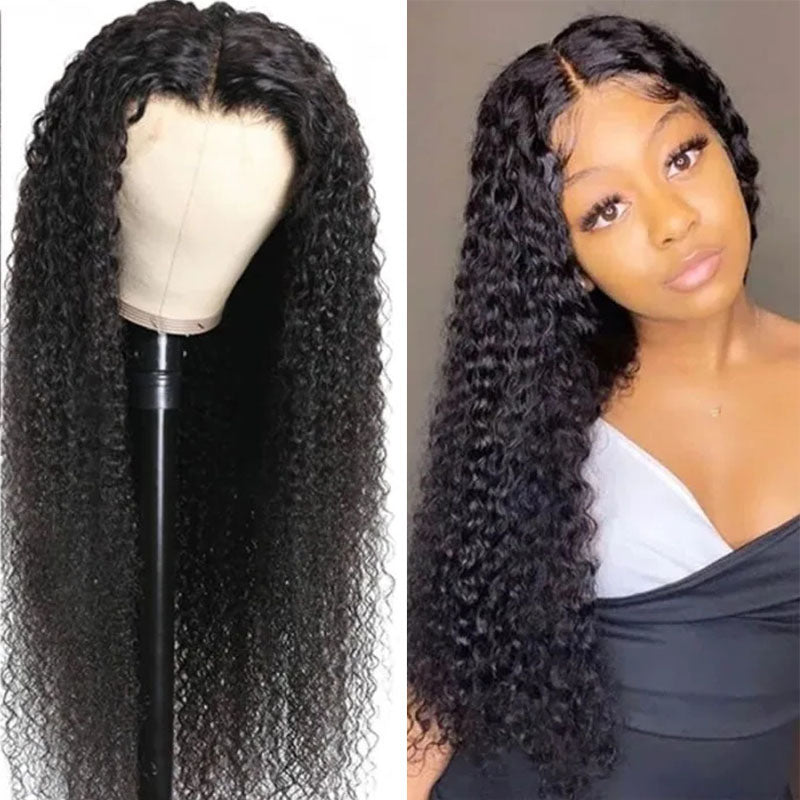 VIYA Pre Cut 5x5 HD Glueless Lace Deep Curly Wig Natural Black Human Hair
