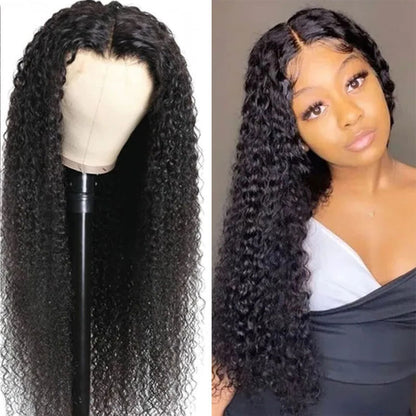 VIYA Pre Cut 5x5 HD Glueless Lace Deep Curly Wig Natural Black Human Hair