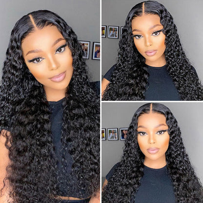 VIYA Pre Cut Deep Wave 5x5 HD Lace Glueless Wig Natural Black Human Hair Wig