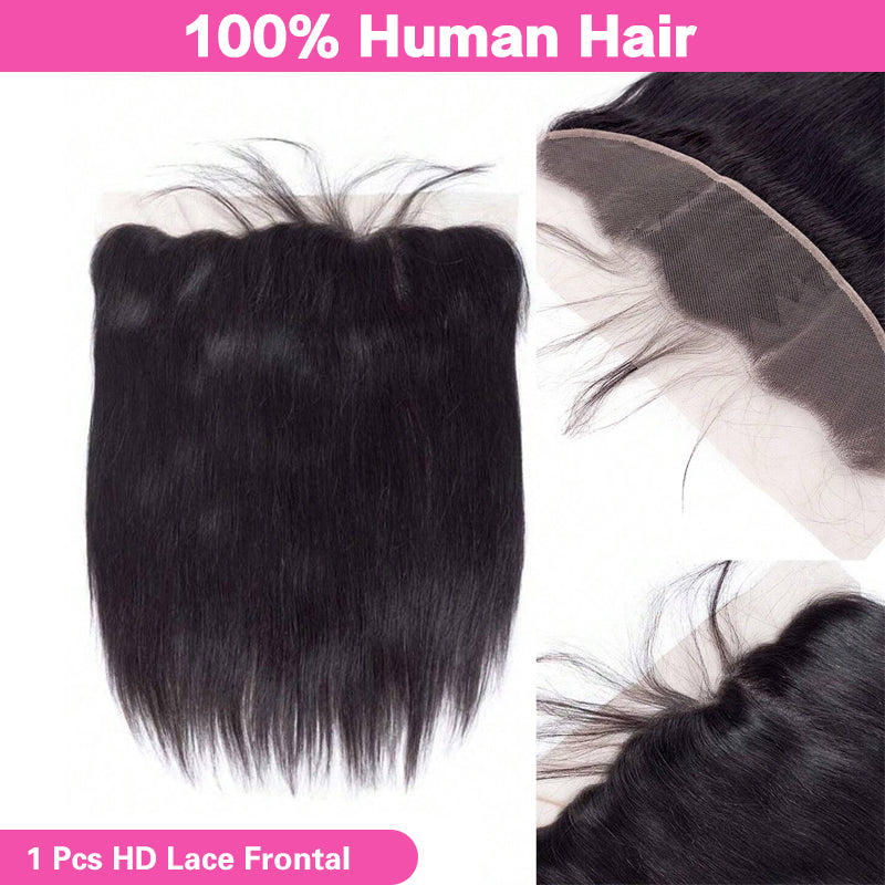 VIYA Straight 1 Pcs 13x4&amp;13x6 HD Lace Frontal Natural Black Human Virgin Hair