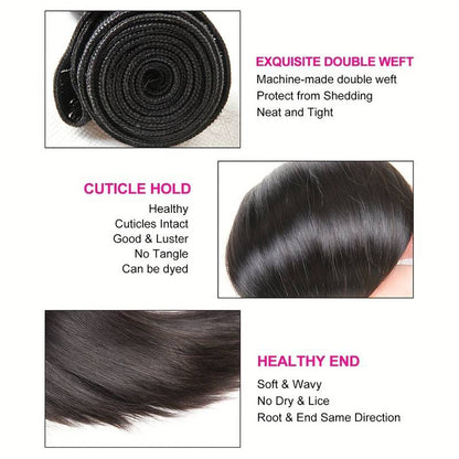 VIYA Straight 3 Pcs Bundles Hair Weft With 5x5 HD Lace Closure Human Hair