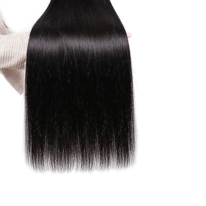 VIYA Straight 4 Pcs Bundles Hair Weft With 13x4 HD Lace Frontal Natural Black Human Virgin Hair
