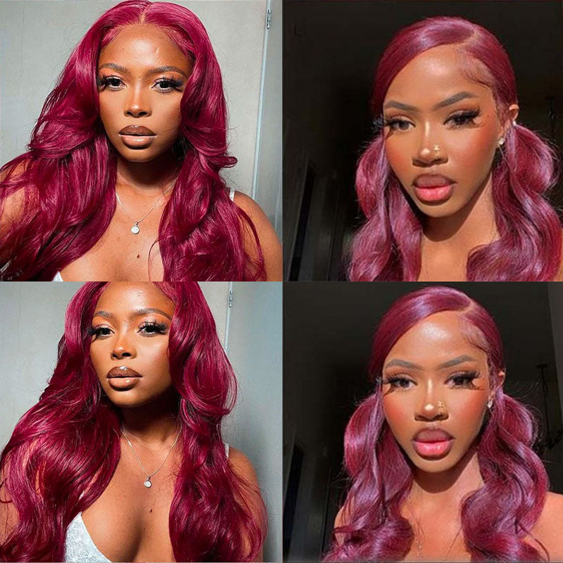 VIYA Straight Burgundy Color 99J 13x4 Lace Front Human Hair Wig