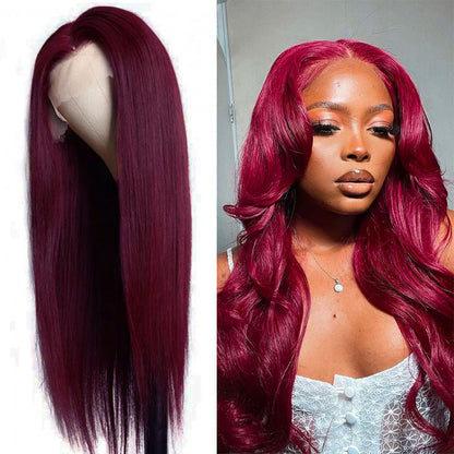 VIYA Straight Burgundy Color 99J 13x4 Lace Front Human Hair Wig