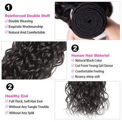 VIYA Water Wave 1 Bundle Hair Weft Natural Black Human Hair