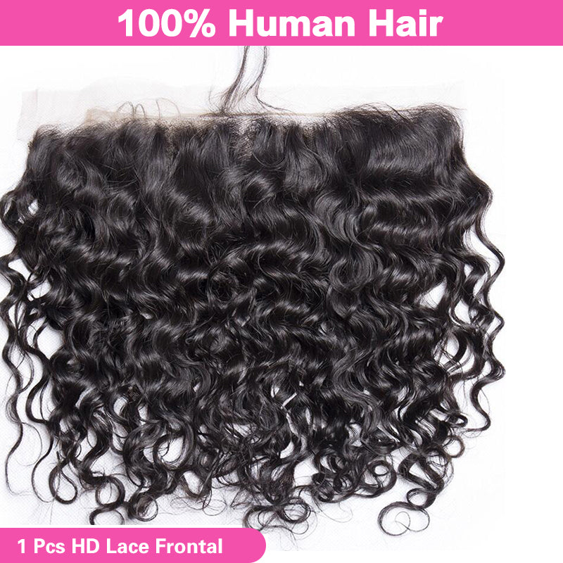 VIYA Water Wave 13x4&amp;13x6 HD Lace Frontal Natural Black Human Hair