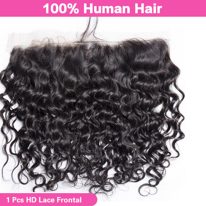 VIYA Water Wave 13x4&amp;13x6 HD Lace Frontal Natural Black Human Hair