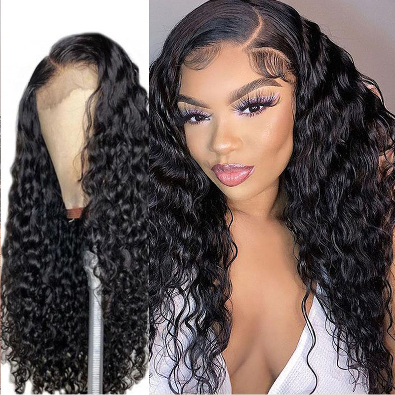 VIYA Water Wave 13x4 Lace Frontal Wig Natural Black Human Hair Wig
