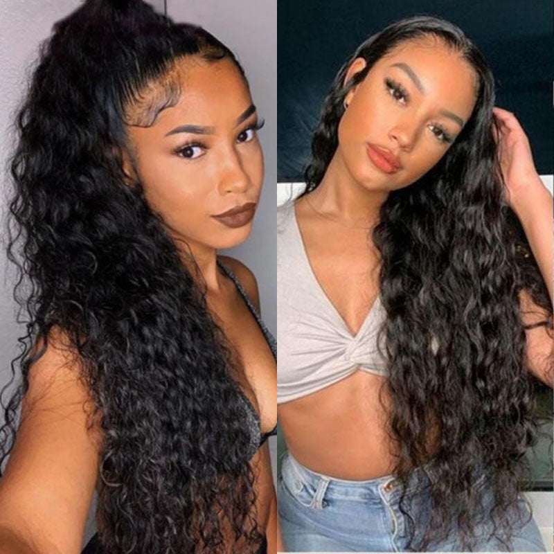 VIYA Water Wave 13x4 Lace Frontal Wig Natural Black Human Hair Wig