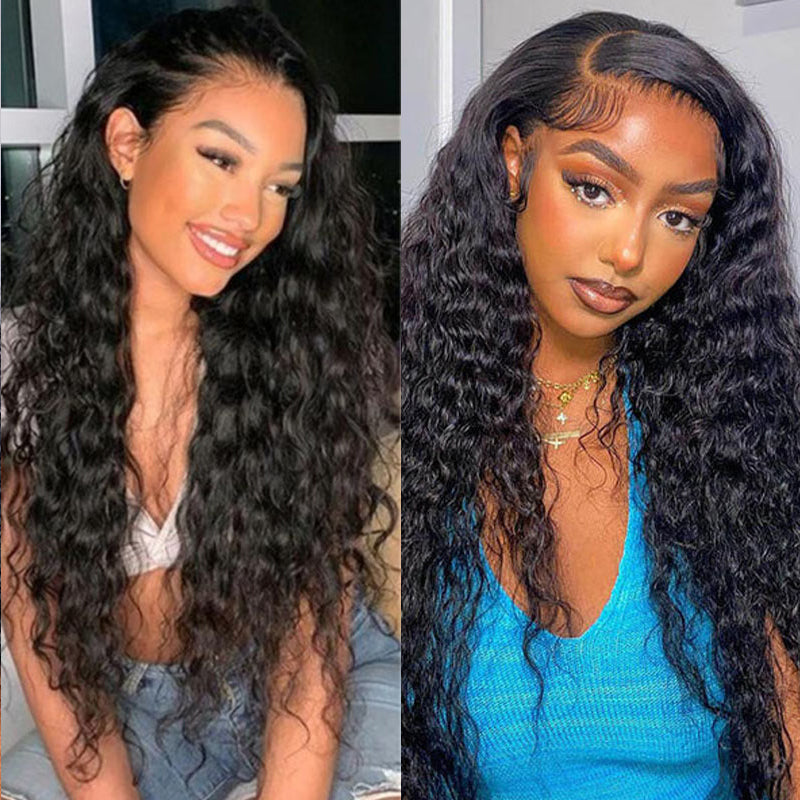 VIYA Water Wave 13x4 Lace Frontal Wig Natural Black Human Hair Wig