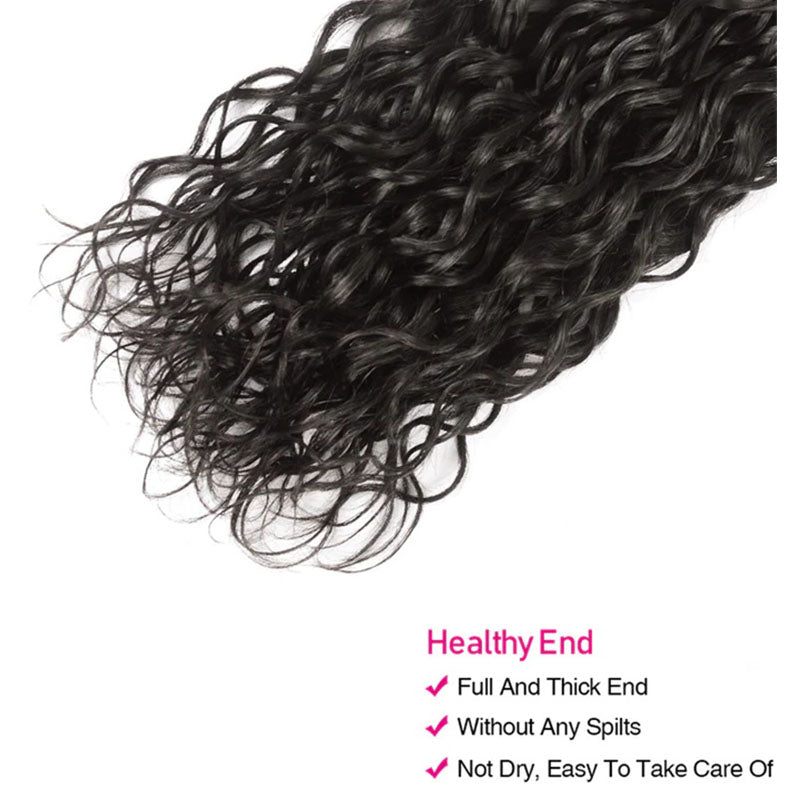 VIYA Water Wave 3 Bundles Hair Weft With 4x4 Lace Closure Natural Black