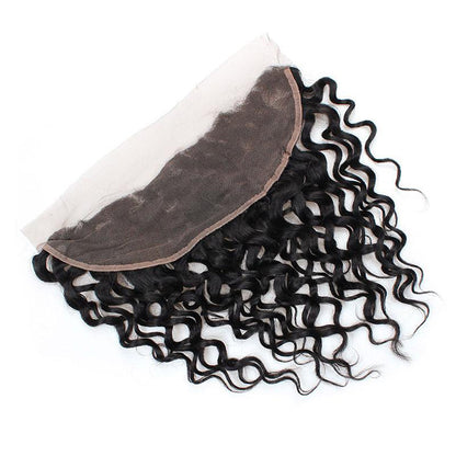 VIYA Water Wave 4 Pcs Bundles Hair Weft With 13x4 HD Lace Frontal Natural Black Human Virgin Hair