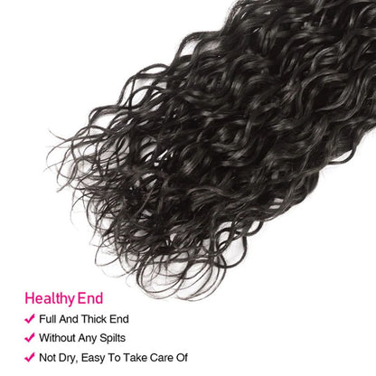 VIYA Water Wave 4 Bundles Hair Weft With 13x4 HD Lace Frontal Human Hair