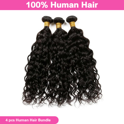 VIYA Water Wave 4 Bundles Human Hair Natural Black