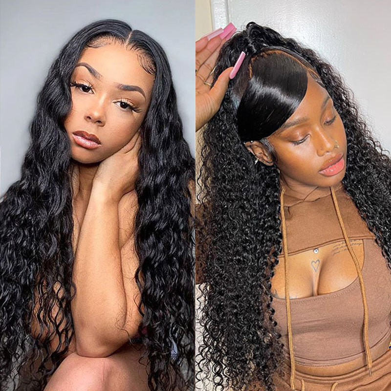VIYA Water Wave 4x4 Lace Closure Wig Natural Black Human Hair Wig