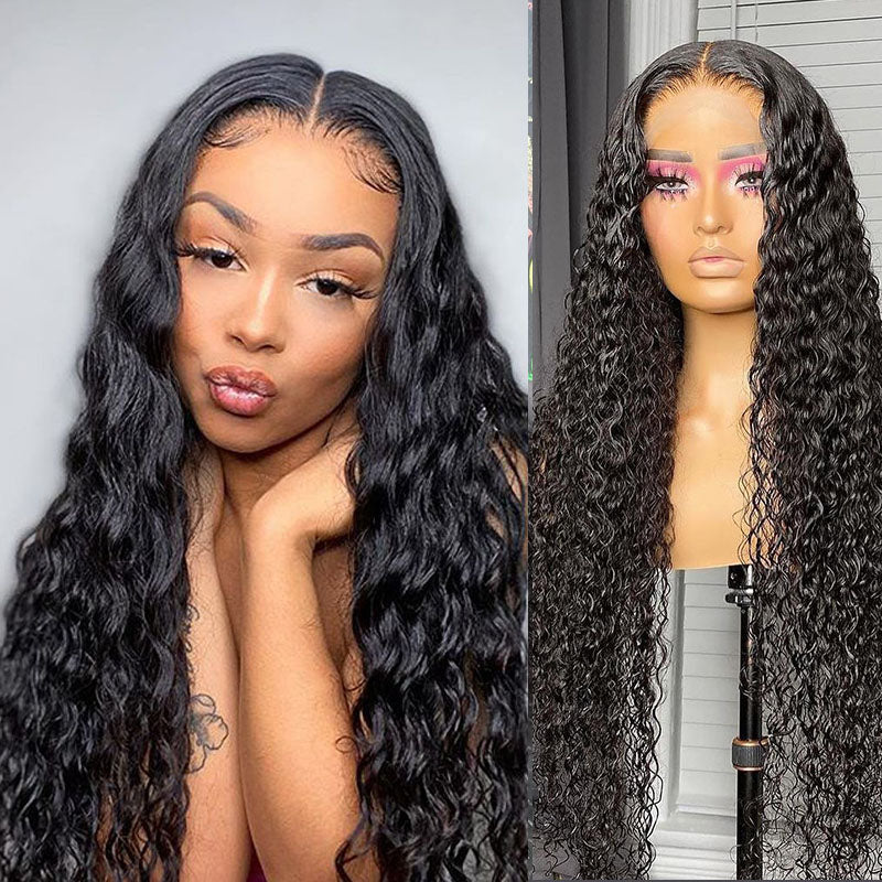 VIYA Water Wave 4x4 Lace Closure Wig Natural Black Human Hair Wig