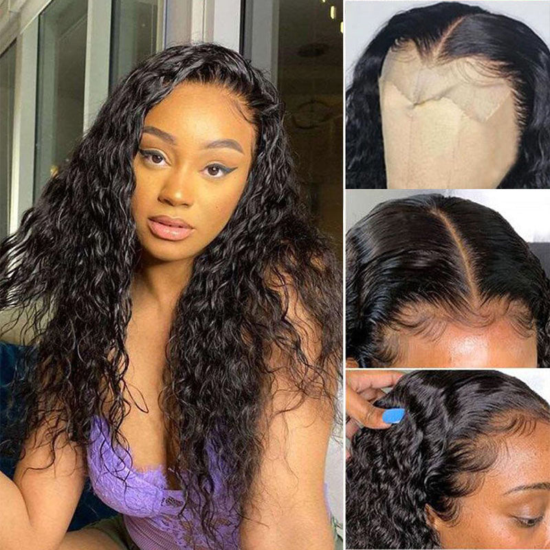 VIYA Water Wave 5x5 Lace Closure Wig Natural Black Human Hair Wig