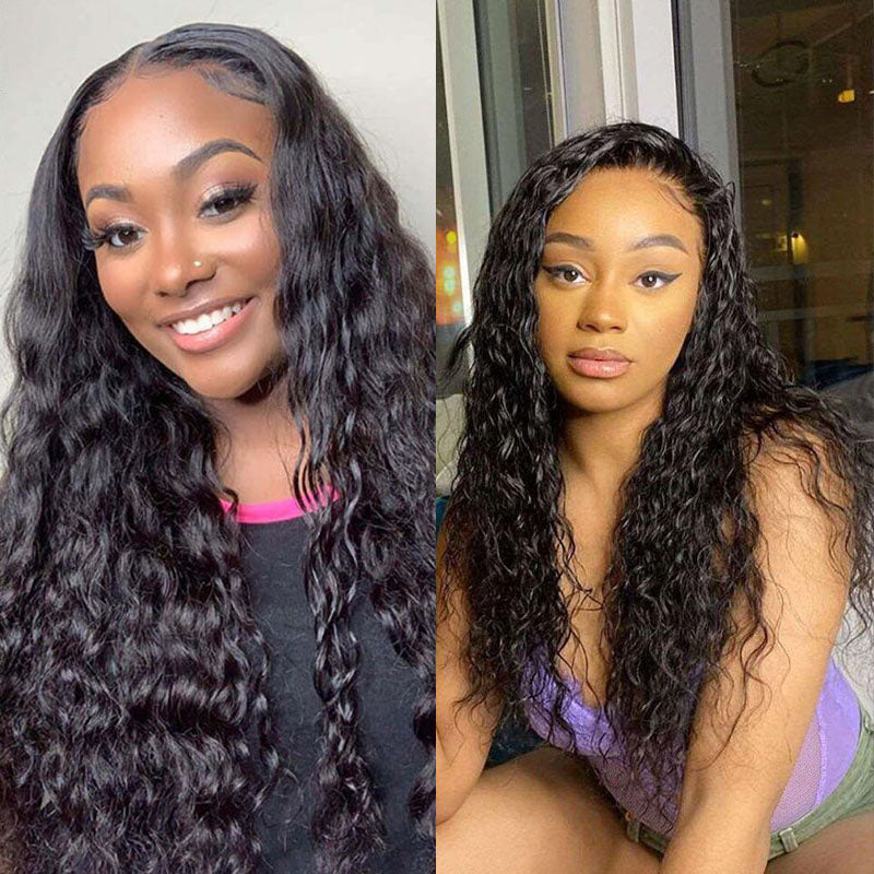 VIYA Water Wave 5x5 Lace Closure Wig Natural Black Human Hair Wig