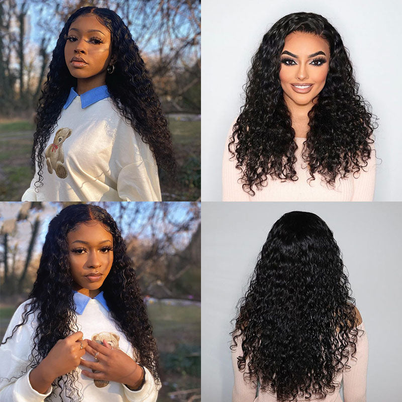VIYA Water Wave 5x5 Lace Closure Wig Natural Black Human Hair Wig